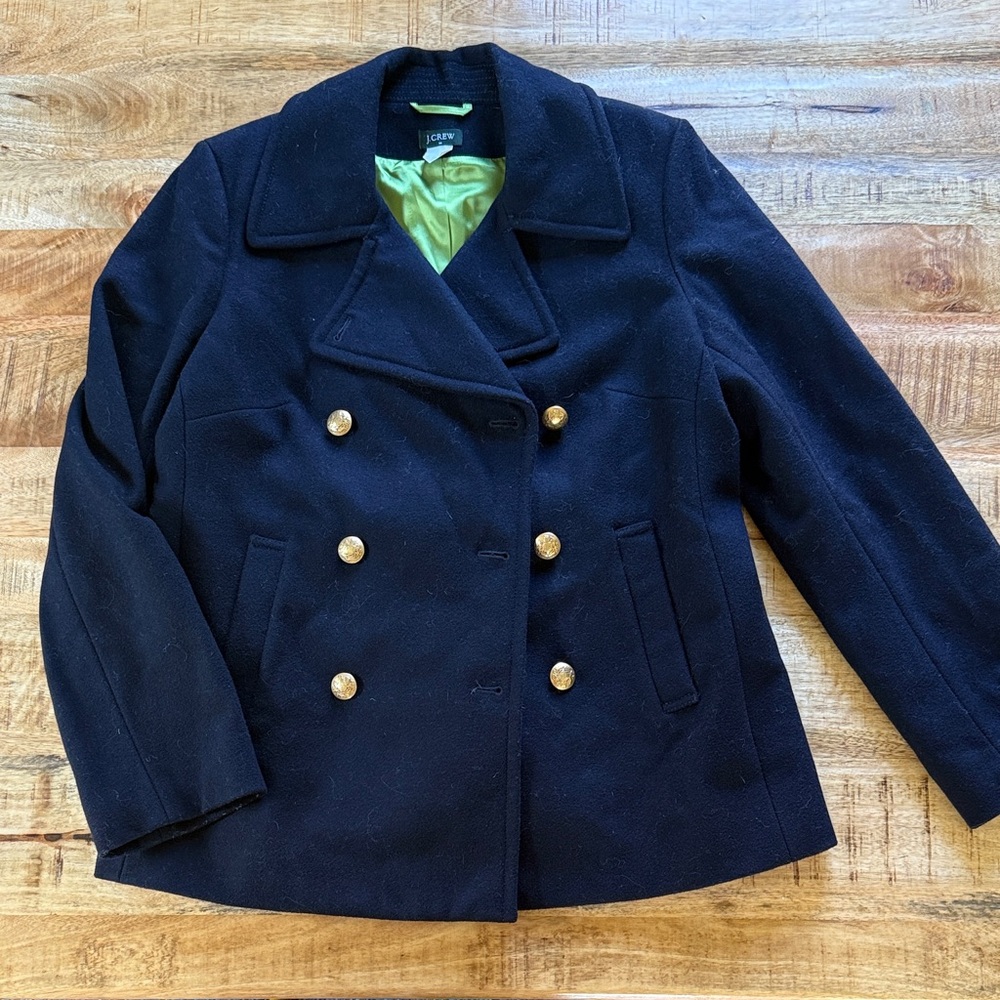 J. Crew Navy Pea Coat with Gold Buttons